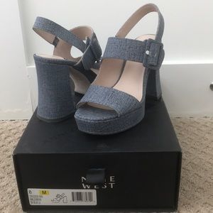 Blue Nine West Lexine heels, size 8
